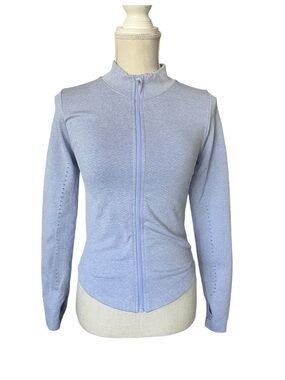 Lululemon Lavender Zip Up Jacket Thumbholes Athletic Yoga Running Fitted Stretch
